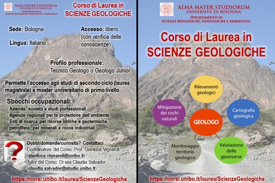 Sono aperte le iscrizioni per il Corso di Laurea in Scienze Geologiche a Bologna!